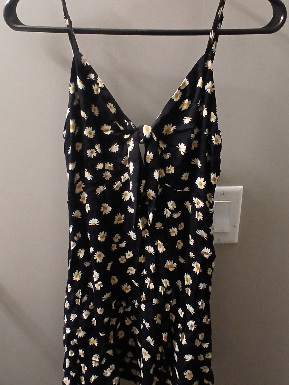 Floral Daisy Slip Dress - Black / White / Yellow